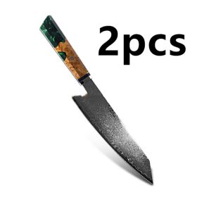 Chef's Knife For Japanese Cuisine In Damascus (Option: Green-34.7cm 2pcs)