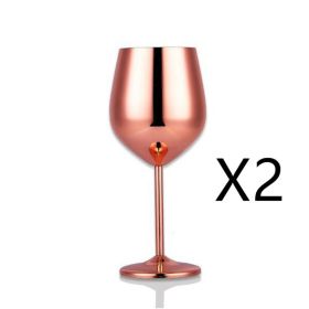 Stainless steel wine glass (Option: 2PC Rose gold)
