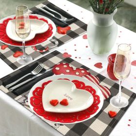 Valentines Day Placemats Set Of 4, 17x12.5 Inches With Gnomes And Hearts Pattern For Holiday Parties And Family Gatherings Clearance Sale (Option: W13667822)