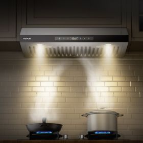 30' Under Cabinet Range Hood Vent Hood 900CFM Gesture & Touch Control (Option: silver)