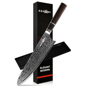Kegani 8 Inch Japanese Kiritsuke Chef Knife, Japanese 67 Layers VG-10 Damascus Knife, Ebony FullTang Handle Natural Texture Japanese Knife Sushi (Option: Chef knife)